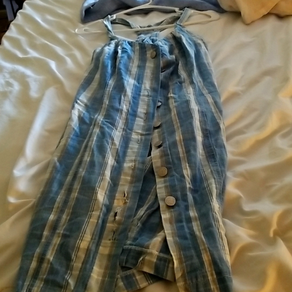 Denim striped button up tank dress size 11